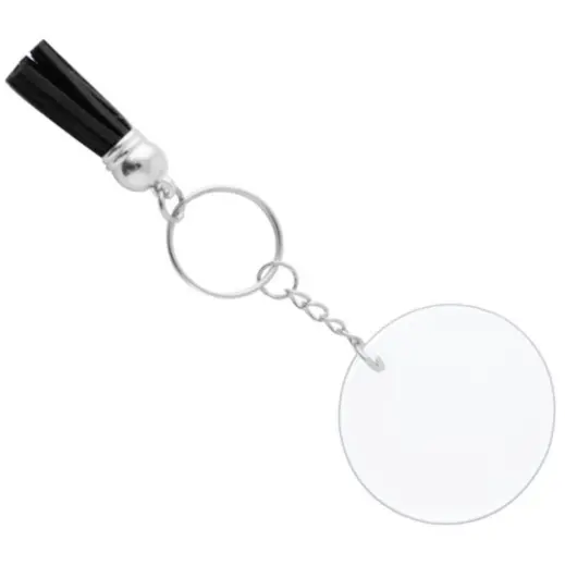 Acrylic Keychain with Tassles Black Display